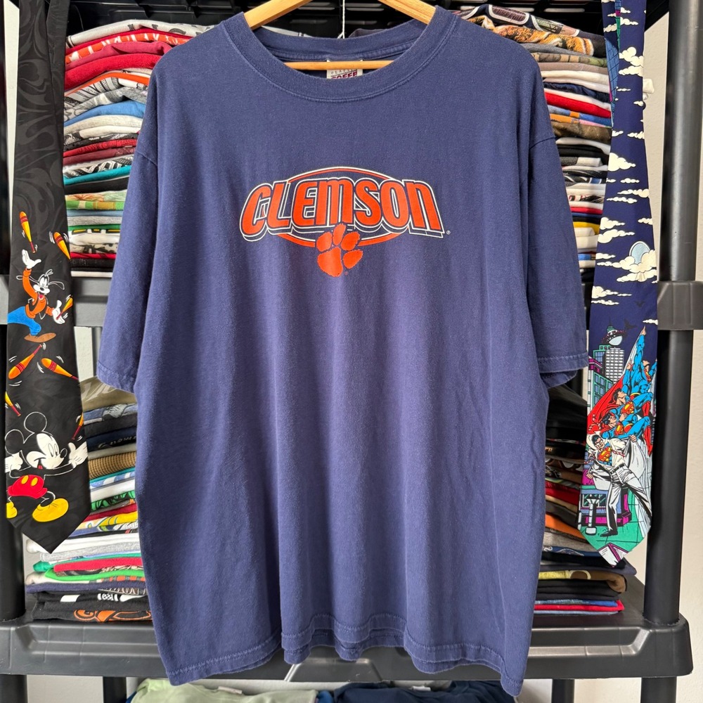 Vintage Navy Blue Clemson Tigers Graphic T-Shirt XL